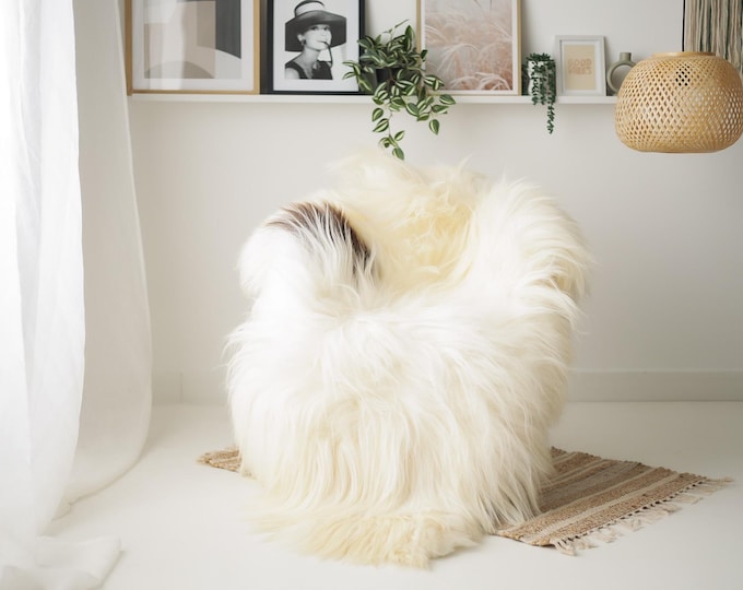 Real Icelandic Sheepskin Rug Scandinavian Home Decor Sofa Sheepskin throw Chair Cover Natural Sheep Skin Rugs Ivory Brown #IS153