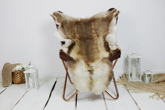 Reindeer Hide | Reindeer Rug | Reindeer Skin | Throw XXL EXTRA LARGE - Scandinavian Style Christmas Decor Brown White Hide #Kre8