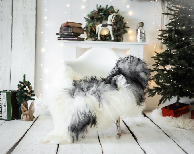 Real Icelandic Sheepskin Rug Scandinavian Decor Sofa Christmas Sheepskin throw Chair Cover Natural Sheep Skin Rugs Gray White #Iceland557