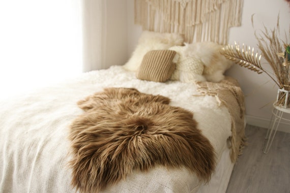 Real Icelandic Sheepskin Rug Blonde Christmas Decor Scandivavian Home