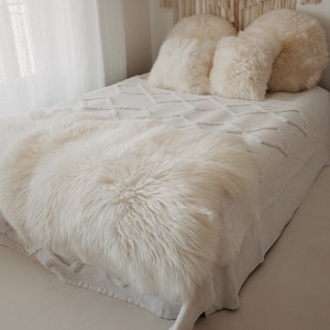 Triple Creamy White Merino Sheepskin | Long rug | Shaggy Rug | Chair Cover | Area Rug | Scandinavian Rug Creamy White Throw 6POL17