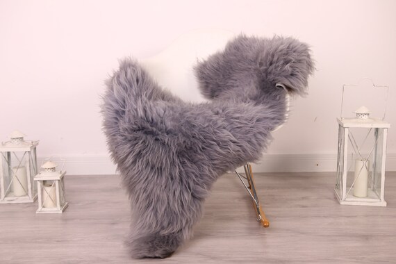 Real Sheepskin Rug Shaggy Rug Chair Cover Sheepskin Throw Sheep Skin Gray Sheepskin Home Decor Rugs #8her10