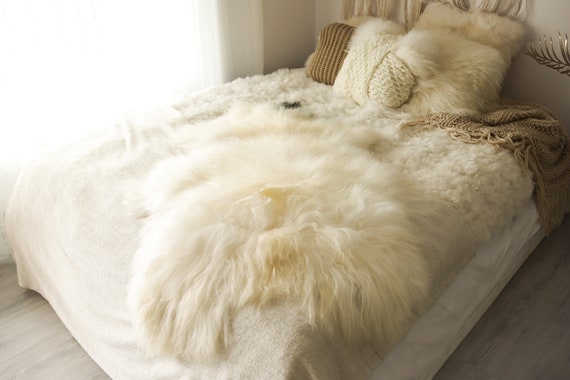 Real Icelandic Sheepskin Rug Scandinavian Decor Sofa Sheepskin throw Chair Cover Natural Sheep Skin Rugs Ivory Black Fur Rug #Islbeau36