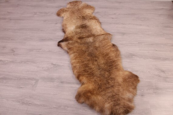 Double Sheepskin Rug Long rug Sheepskin Throw Chair Cover Runner Rug Carpet Brown White Sheepskin Sheep Skin Rug | ŚRSZ6