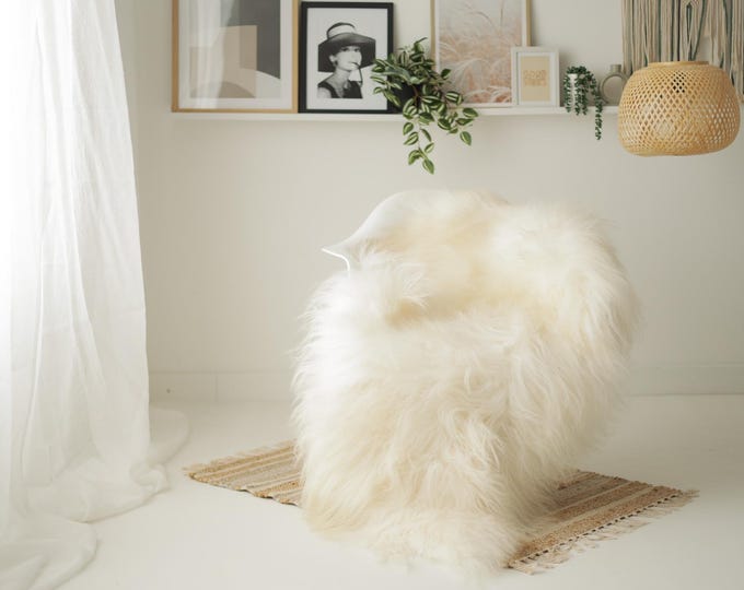 Real Icelandic Sheepskin Rug Scandinavian Decor Sofa Sheepskin throw Chair Cover Natural Sheep Skin Rugs Ivory #Iceland1646