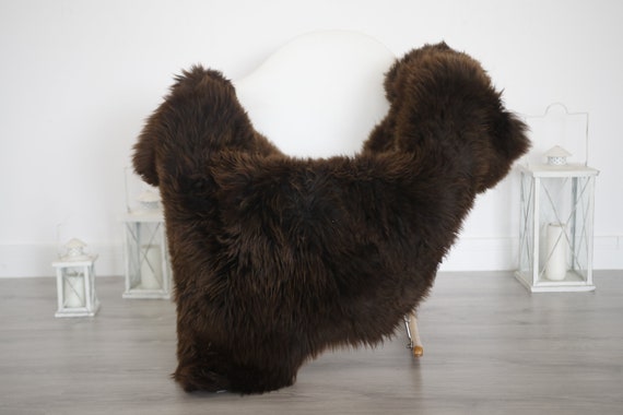 Real Sheepskin Rug Shaggy Rug Chair Cover Sheepskin Throw Sheep Skin Brown Sheepskin Home Decor Rugs #6her43