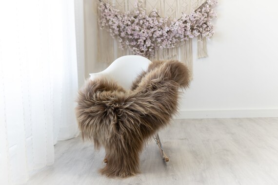 Real Icelandic Sheepskin Rug Scandinavian Decor Sofa Sheepskin throw Chair Cover Natural Sheep Skin Rugs Brown #Iceland296