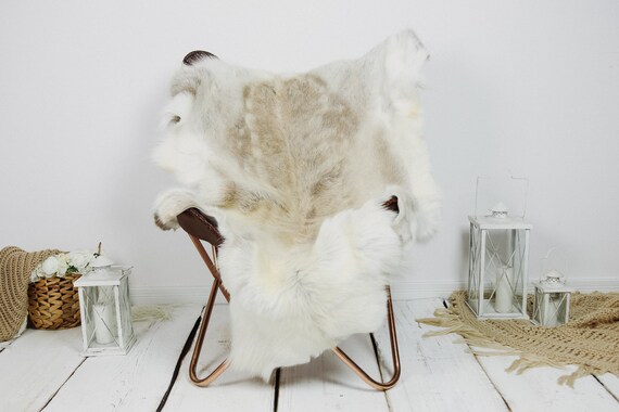 Reindeer Hide | Reindeer Rug | Reindeer Skin | Throw XXL EXTRA LARGE - Scandinavian Style Christmas Decor Brown White Hide #Kre27