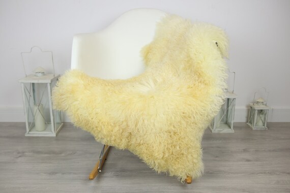 Genuine Rare Tuscan Lamb Sheepskin Rug - Curly Fur Rug - Natural Sheepskin - Ivory Sheepskin | Small Sheepskin #3MARGOT3