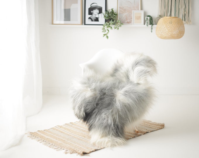 Real Icelandic Sheepskin Rug Scandinavian Decor Sofa Sheepskin throw Chair Cover Natural Sheep Skin Rugs Gray White #Iceland1505