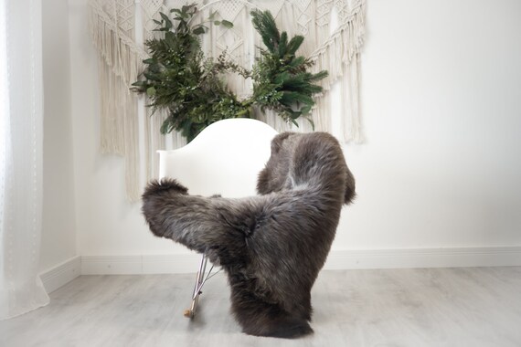 Real Sheepskin Rug Shaggy Rug Chair Cover Scandinavian Home Sheepskin Throw Sheep Skin Brown Gray Sheepskin Home Decor Rugs #herdwik375