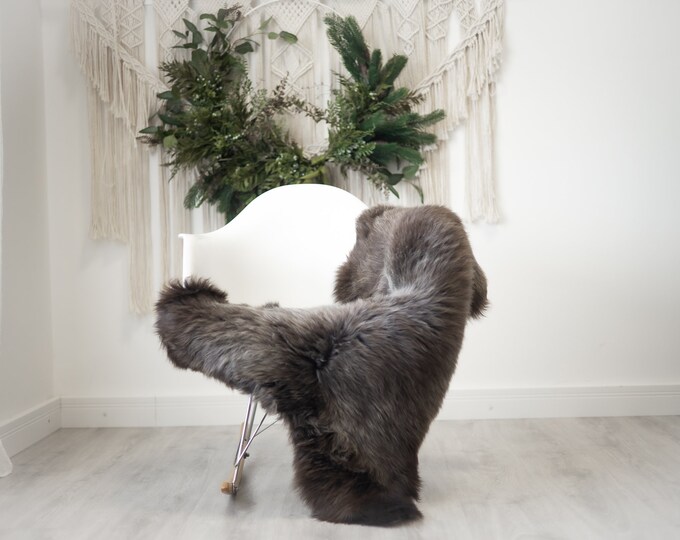 Real Sheepskin Rug Shaggy Rug Chair Cover Scandinavian Home Sheepskin Throw Sheep Skin Brown Gray Sheepskin Home Decor Rugs #herdwik375