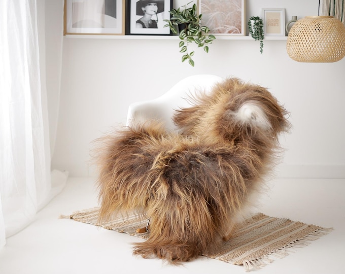 Real Icelandic Sheepskin Rug Scandinavian Decor Sofa Sheepskin throw Chair Cover Natural Sheep Skin Rugs Ivory Brown #IS33