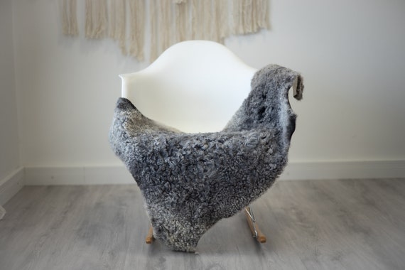 Real Sheepskin Rug Genuine Rare Gotland Sheepskin Rus - Curly Fur Rug Scandinavian Sheep skin - Gray Sheepskin #G45