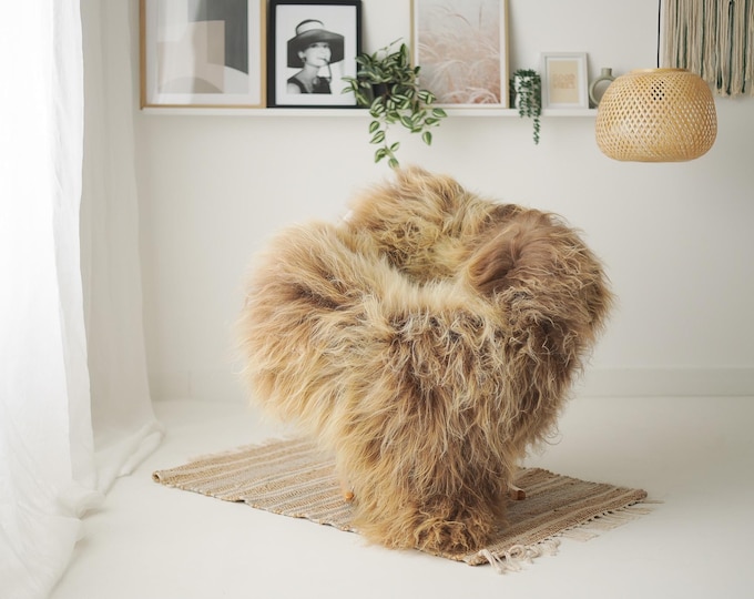 Real Icelandic Sheepskin Rug Scandinavian Home Decor Sofa Sheepskin throw Chair Cover Natural Sheep Skin Rugs Brown #IS214