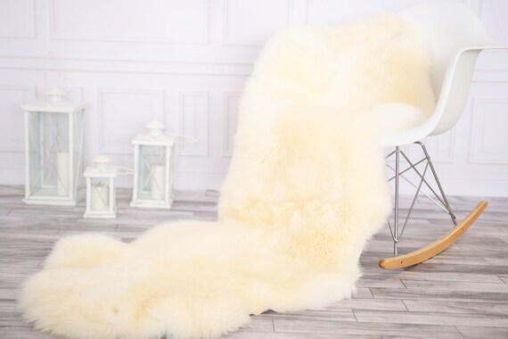 Double Sheepskin Rug | Long rug | Shaggy Rug | Chair Cover | Runner Rug | Ivory Rug | Beige Sheepskin