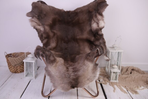 Reindeer Hide | Reindeer Rug | Reindeer Skin | Throw XXL EXTRA LARGE - Scandinavian Style Christmas Decor Brown White Hide #Lre5