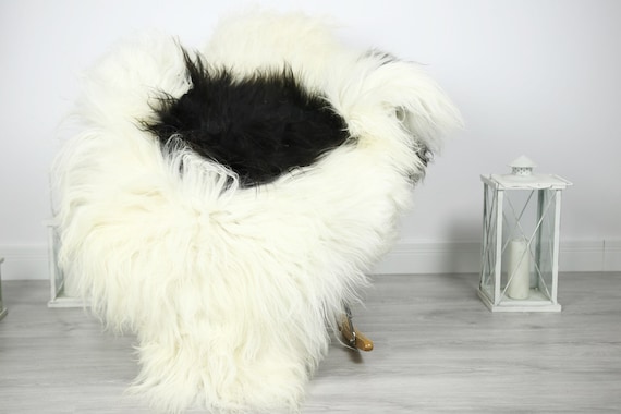Icelandic Sheepskin | Real Sheepskin Rug | Sheepskin Rug Ivory Black | Fur Rug | Homedecor #3Isl22