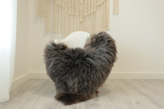 Real Sheepskin Rug Shaggy Rug Chair Cover Scandinavian Home Sheepskin Throw Sheep Skin Brown Gray Sheepskin Home Decor Rugs #herdwik349