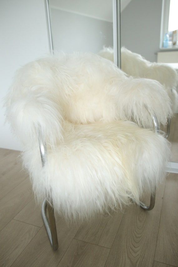 Exclusive Vintage Mid Century ICELANDIC Sheepskin Chair chrome, metal