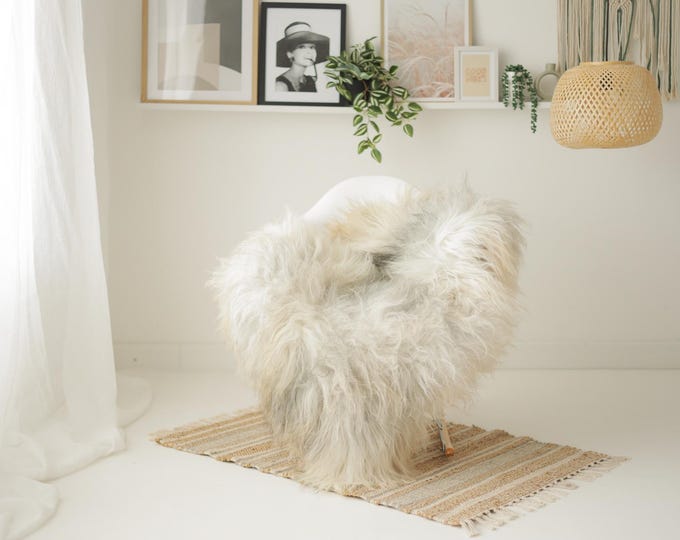 Real Icelandic Sheepskin Rug Scandinavian Decor Sofa Sheepskin throw Chair Cover Natural Sheep Skin Rugs Ivory Gray #Iceland1652