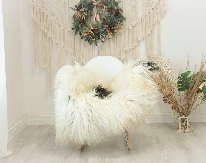 Real Icelandic Sheepskin Rug Scandinavian Decor Sofa Sheepskin throw Chair Cover Natural Sheep Skin Rugs Ivory Brown #Iceland105