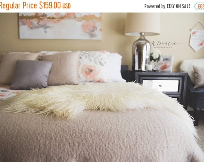 ON SALE Exclusive Genuine Mongolian Sheepskin Rug, Pelt, Chair Cover, Throw Scandinavian Style XXL Extra Large