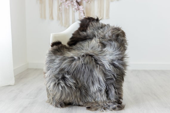 Real Sheepskin Rug Shaggy Rug Chair Cover Scandinavian Home Sheepskin Throw Sheep Skin Brown Gray Sheepskin Home Decor Rugs #herdwik227