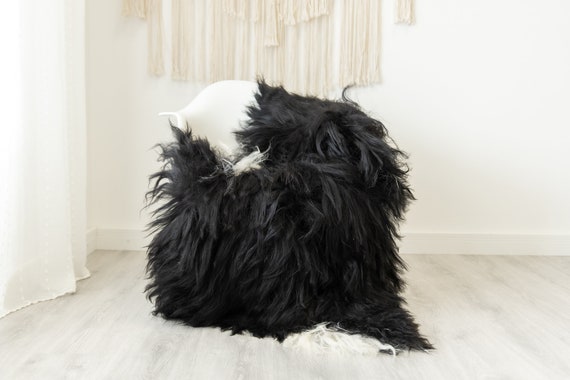 Real Icelandic Sheepskin Rug Scandinavian Home Decor Sofa Sheepskin throw Chair Cover Natural Sheep Skin Rugs Black White #Iceland492
