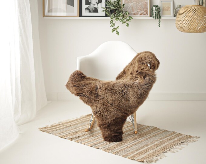 Real Sheepskin Rug Shaggy Rug Chair Cover Scandinavian Home Sheepskin Throw Sheep Skin Brown Sheepskin Home Decor Rugs #Mher109