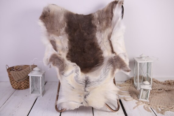 Reindeer Hide | Reindeer Rug | Reindeer Skin | Throw XXL EXTRA LARGE - Scandinavian Style Christmas Decor Brown White Hide #Lre9