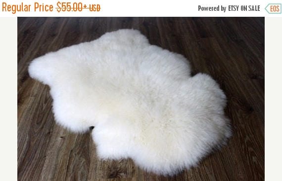 ON SALE WOW! Genuine Natural Lambskin / Sheepskin Rug, Pelt, soft long fur Xl Large - creamy white