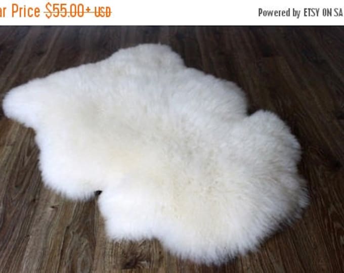 ON SALE WOW! Genuine Natural Lambskin / Sheepskin Rug, Pelt, soft long fur Xl Large - creamy white