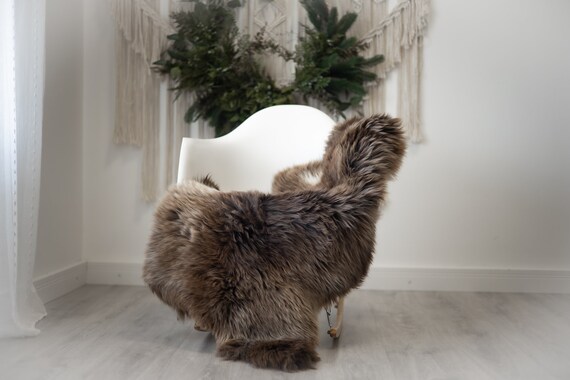 Real Sheepskin Rug Shaggy Rug Chair Cover Scandinavian Home Sheepskin Throw Sheep Skin Brown Sheepskin Home Decor Rugs #herdwik363