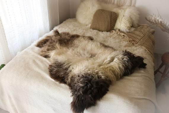 Real Sheepskin Rug Shaggy Rug Chair Cover Sheepskin Throw Sheep Skin Ivory Brown Sheepskin Home Decor Rugs #OCTHER73