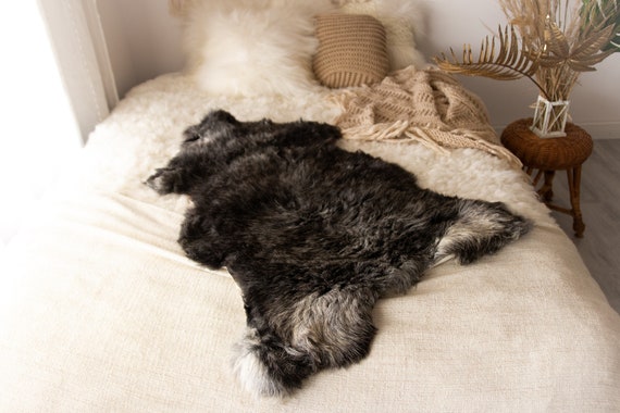 Real Sheepskin Rug Shaggy Rug Chair Cover Sheepskin Throw Sheep Skin Gray Sheepskin Home Decor Rugs Sheep skin Grey #Nugut13