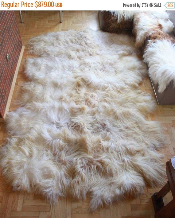 ON SALE Exclusive Genuine Natural rare ICELANDIC Sheepskin Rug, Pelt, soft long fur xxxxxl extra Large super soft fur - Deca