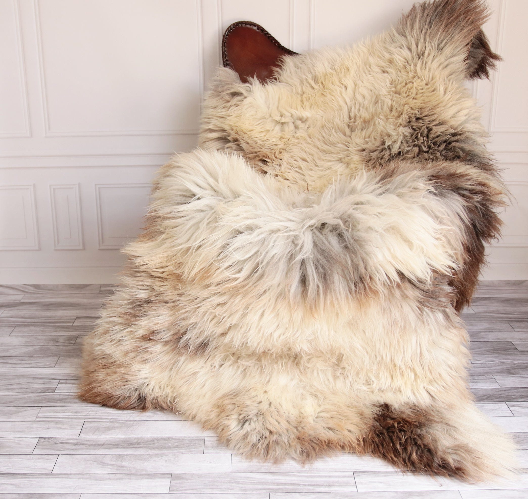 ON SALE Triple Sheepskin Rug Brown Sheepskin Beige Sheepskin