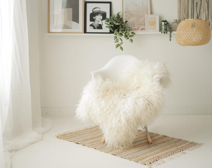 Real Icelandic Sheepskin Rug Scandinavian Decor Sofa Sheepskin throw Chair Cover Natural Sheep Skin Rugs Ivory #Iceland1684