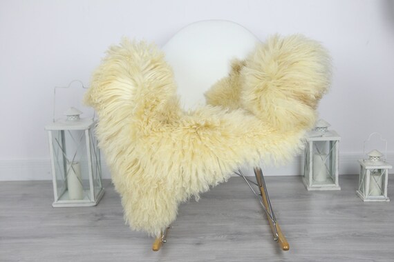 Genuine Rare Tuscan Lamb Sheepskin Rug - Curly Fur Rug - Natural Sheepskin - Ivory Sheepskin | #CURLY39