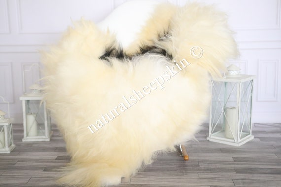 Icelandic Sheepskin | Real Sheepskin Rug | Sheepskin Rug Beige Black | Fur Rug | Homedecor #MAYISL28