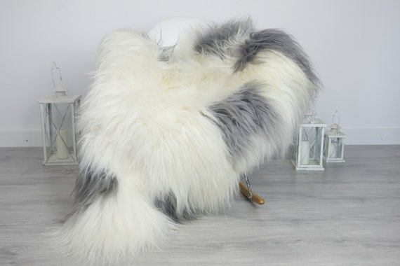 Real Sheepskin Rug Shaggy Rug Chair Cover Sheepskin Throw Sheep Skin Gray White Sheepskin Home Decor Rugs #7her56