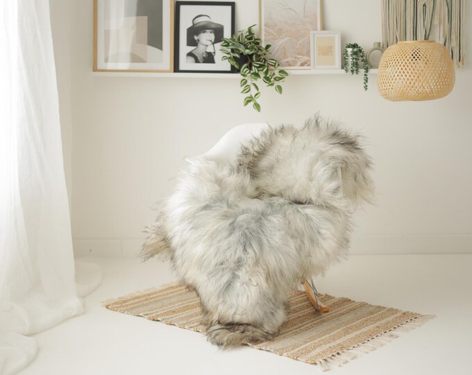 Real Icelandic Sheepskin Rug Scandinavian Decor Sofa Sheepskin throw Chair Cover Natural Sheep Skin Rugs Gray #Iceland1654