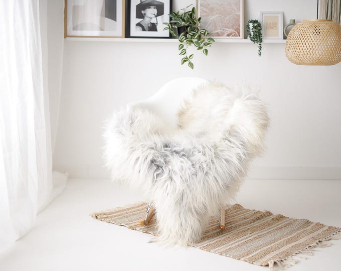Real Icelandic Sheepskin Rug Scandinavian Decor Sofa Sheepskin throw Chair Cover Natural Sheep Skin Rugs Ivory Gray #IS5