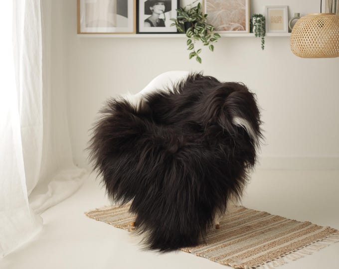 Real Icelandic Sheepskin Rug Scandinavian Decor Sofa Sheepskin throw Chair Cover Natural Sheep Skin Rugs White Black #IS256