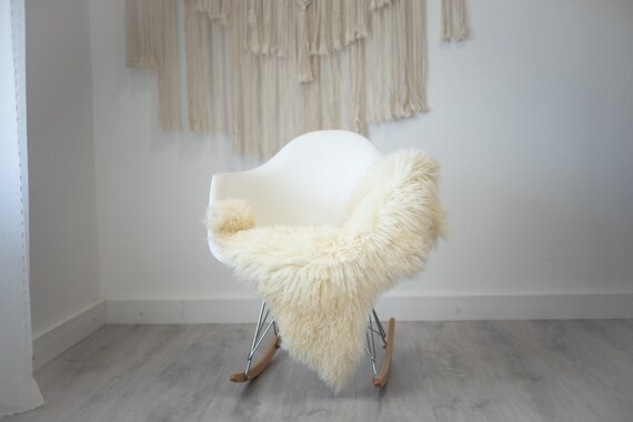 Real Sheepskin Rug Genuine Rare Curly Sheepskin - Curly Fur Rug Scandinavian Sheep skin - Ivory White Sheepskin #G28