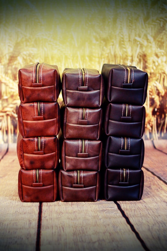HANDMADE Men's Leather Toiletry Case Dopp Kit Shaving Bag OOAK Groomsmen Present Groomsman Gift Wedding FREE Shipping Worldwide