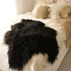 ON SALE BIG Sale Black Sheepskin | Icelandic Sheepskin | Real Sheepskin Rug | Scandinavian Sheep skin| Shaggy Rug | Chair Cover | home decor
