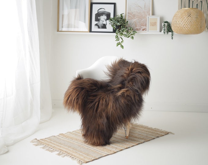 Real Icelandic Sheepskin Rug Scandinavian Decor Sofa Sheepskin throw Chair Cover Natural Sheep Skin Rugs Black Brown #Iceland1578