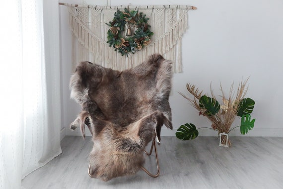 Reindeer Hide | Reindeer Rug | Reindeer Skin | Throw XXL EXTRA LARGE - Scandinavian Style Christmas Decor Brown White Hide #Pre10